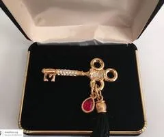 Swarovski Key Brooch Swan logo 1990's Retired