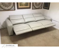 Oversized Top Grain Leather Couch and Loveseat with 5 Power Recliners