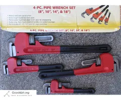 4 Piece Pipe Wrench Set - New