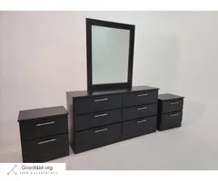Black Dresser with mirror and 2 nightstands