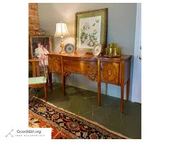 Vintage Pine Serpentine Sideboard with Inlays