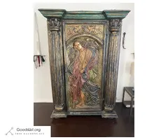 GORGEOUS ANTIQUE SPANISH HAND-CARVED AND PAINTED ARMOIRE