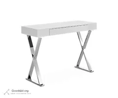 Chrome Stainless Steel Console Table with Lacquered Top