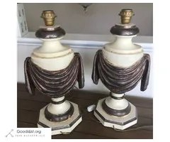 2 Pair Vintage Matching Lamps Domain Solid Wood Table Lamps Set Shades