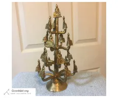 19 Meditating Buddhas in Bodhi Tree - vintage brass sculpture