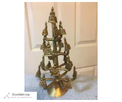 19 Meditating Buddhas in Bodhi Tree - vintage brass sculpture