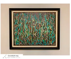 Original Signed Abstract Painting With Frame