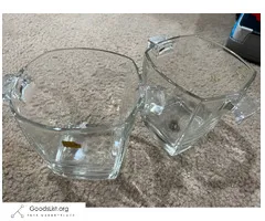 set of two glass crystal ice buckets- small