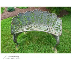 Antique Cast Iron Victorian Garden Bench Settee signed fern pattern