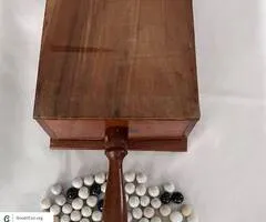 Antique Masonic Wooden Voting Box with 113 Handmade Marbles