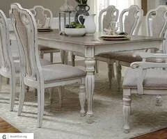 White wood Table and 10 Chairs