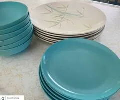 Vintage Melamine Dishes in the Beverly Bamboo Pattern by Prolon